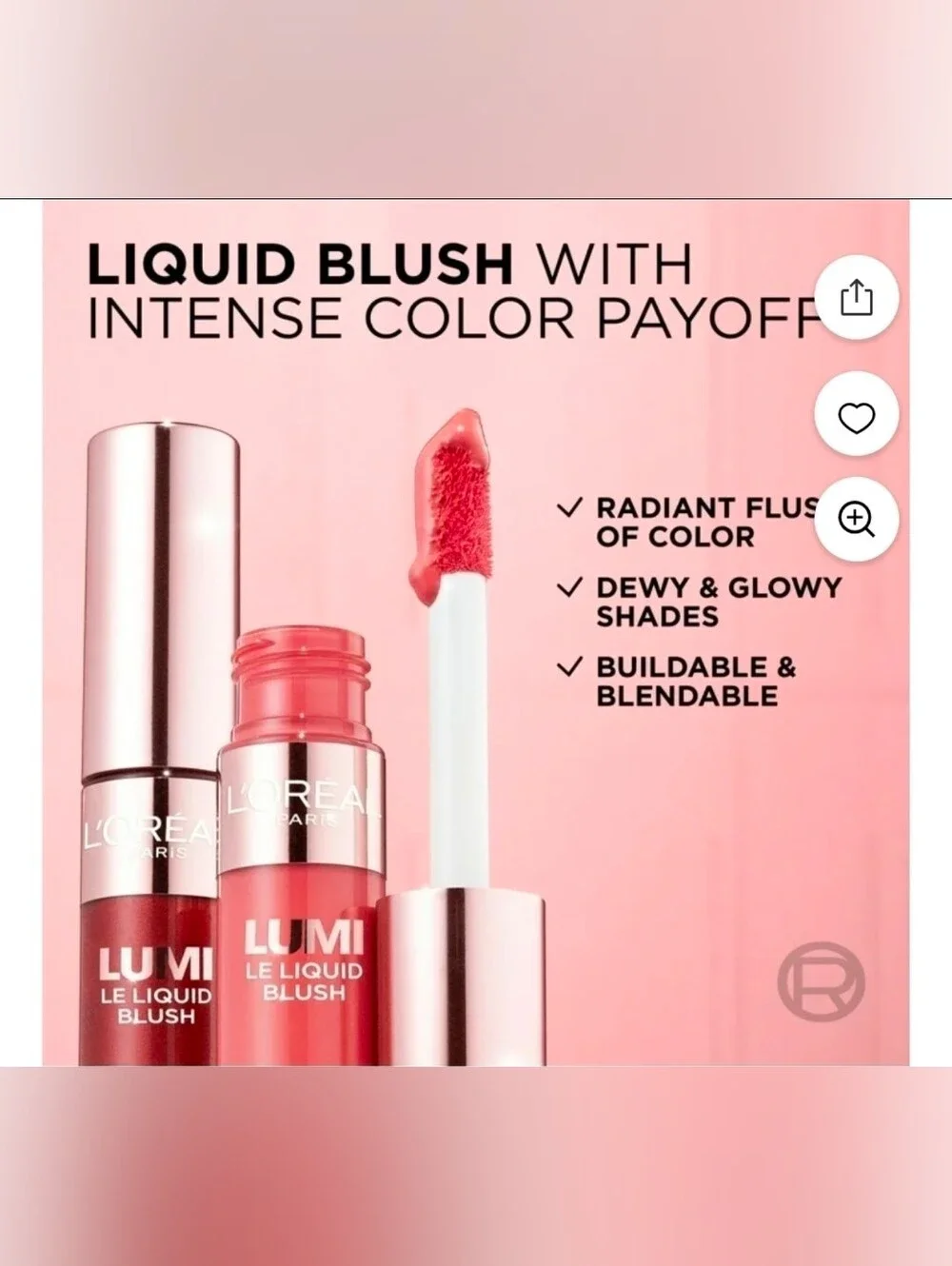 L'Oreal Dewy Rich Coral Liquid Blush - 610 BNIB